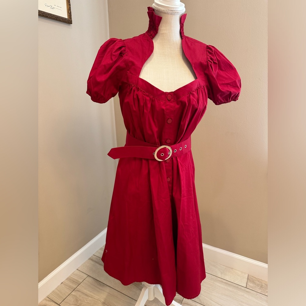 NWOT! CHIC STAR Red Rockabilly Pin-up Dress with Sweetheart Neckline
